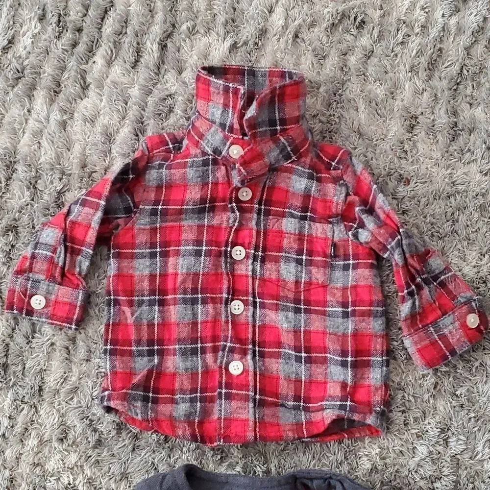 2 PC Osh Kosh Buffalo Plaid Shirt and Vest